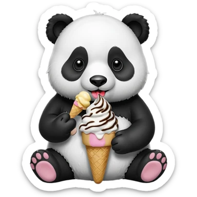 Panda eating ice cream sticker