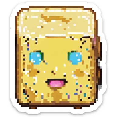 pixel art sponge, small and blocky, with a simple face sticker