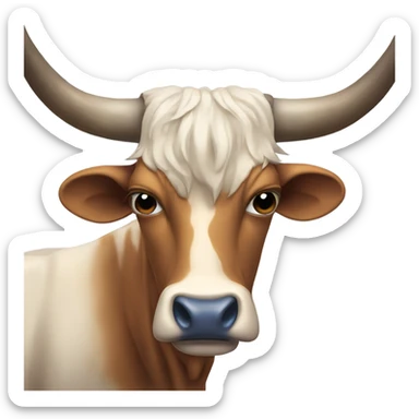 Very sad Texas longhorn crying large blue tears from his eyes and his mouth open sticker
