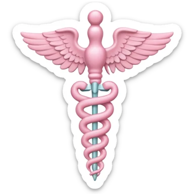 Caduceus symbol, soft pastel pink, iOS emoji style, variation 2 sticker