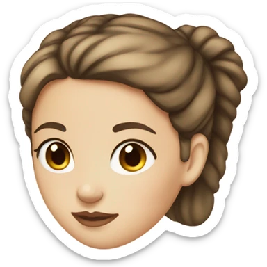 portright of girl with brown hair in bun brown eyes and white skin sticker
