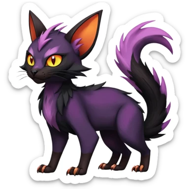 Black edgy Noivern-Noibat-Purloin-Torracat-Lykoi-Caracal-cat-Fakemon-fusion-hybrid-creature sticker