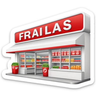sign supermarket with the word "fraldas"simple red and white supermarket sign, with the word "fraldas" sticker