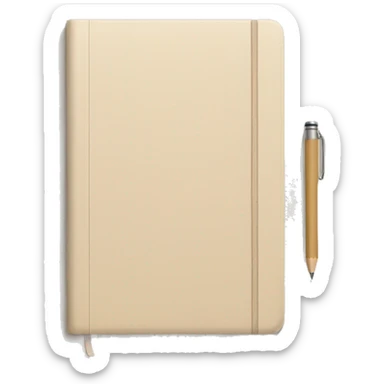 a notebook placed, closed, beige cover sticker