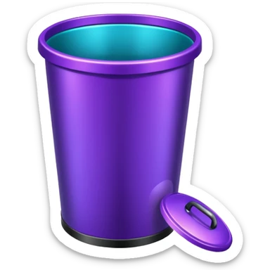 Glitter Purple and Cian  metal rubbish bin officer sticker