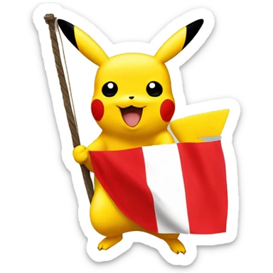 Pikachu con una bandera del pais Peru sticker