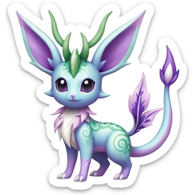Shiny Exotic Cute Adorable Majestic Ethereal Sparkly Flygon-Espeon-Leafeon-Shaymin-Hybrid-Creature with pattern-markings sticker