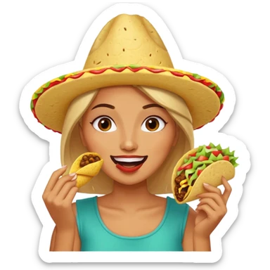woman eating taco  sticker