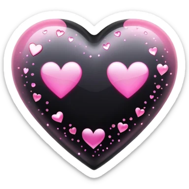 Black heart with pink sparkles  sticker