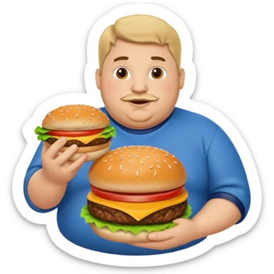 fat guy holding burger sticker