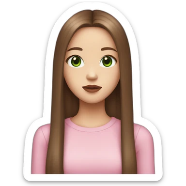 girl with long straight brown hair big green eyes full lips in blackpink outfit sticker