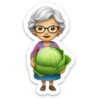 Granny with cabbage sticker