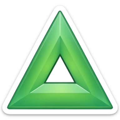 A green upside down triangle sticker