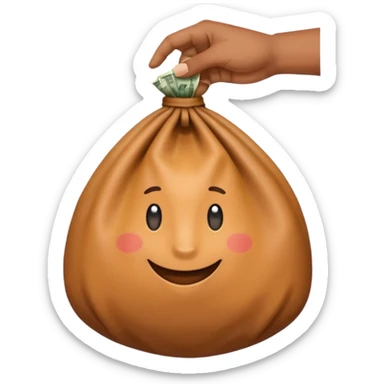 hand holding money bag sticker