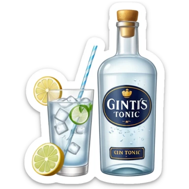 gin tonic with a tonic bottle on the side  sticker