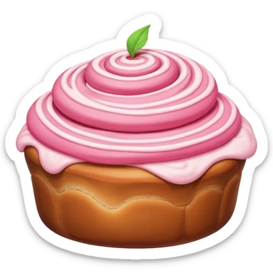 cinnamon bun with pink frosting ￼ sticker