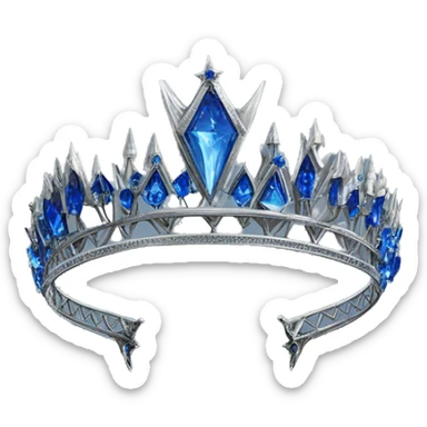 The Ravenclaw Diadem is a tiara-like object with a majestic design, made of gleaming silver and set with glittering blue gems. It is enchanted to enhance the wisdom and intellect of its wearer. Voldemort turned it into a Horcrux, embedding a fragment  sticker