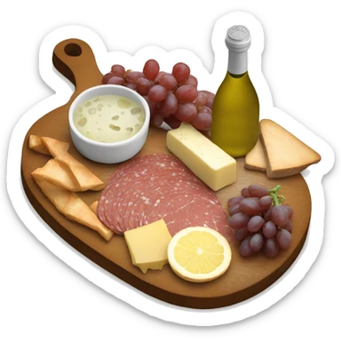 charcuterie board with white wine sticker