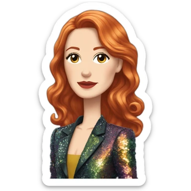 Audrey fleurot smooth long hair with multicolored sequined suit sticker