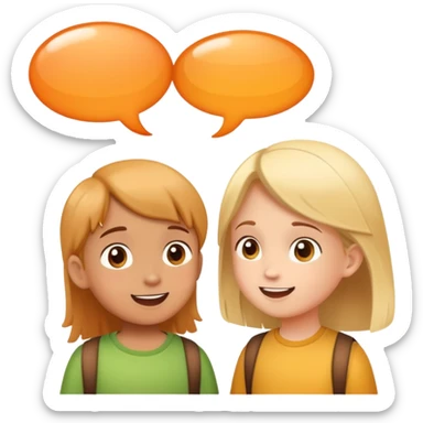 two children talking to each other, cheerful and friendly, with speech bubbles sticker