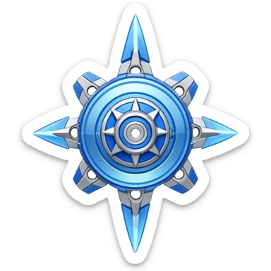 A blue Beyblade with 3 pointed blades like Victory Valtryek sticker