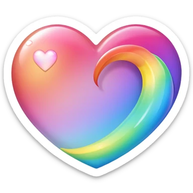sakura heart with a rainbow gradient sticker