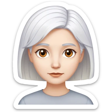 White woman with brown eyes, white hair, white skin, short hair sticker