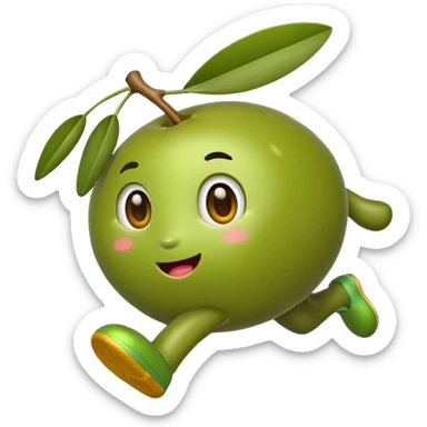 olive fruit running, cute sticker