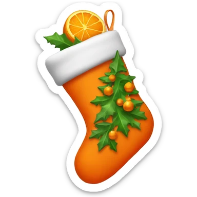 Orange Christmas stocking  sticker