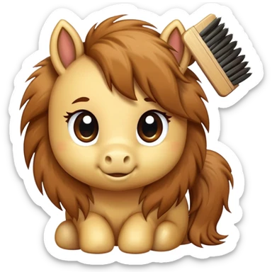 pony being brushed sticker