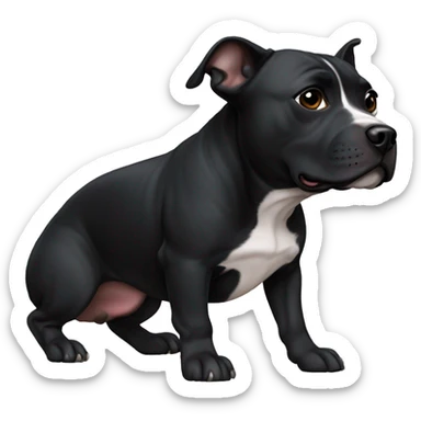 black staffordshire terrier ears blowing back sticker