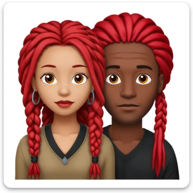 red long dreads lightskin woman and dark hair braids dark skin man  sticker