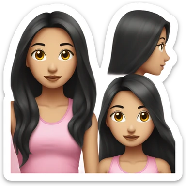 beautiful asian girl with long black hair wearing pink tank top sticker