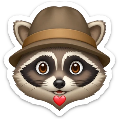 Raccoon with hat heart eyes
 sticker