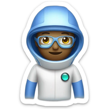 Scientist in blue hazmat sticker