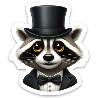 Fancy raccoon with a monocle and top hat sticker