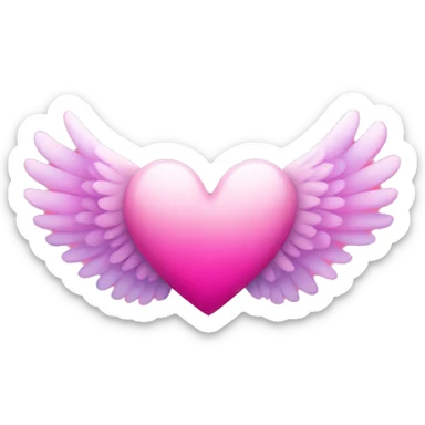 Pink ombré heart with wings  sticker