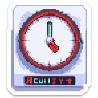 The word 'Acuity' displayed with flickering, overlapping letters, red error messages, and a frozen loading spinner, mimicking a scheduling app crash. sticker