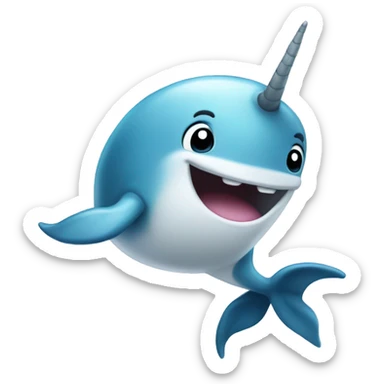narwhal smiling waving sticker