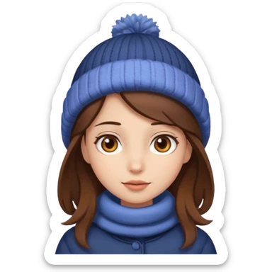 Niña ojos castaños, pelo castaño, ropa invierno sticker