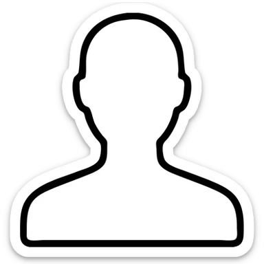 maximally detailed outer contour of a human head and shoulders, icon, no internal details, no fill, outline style, no text sticker