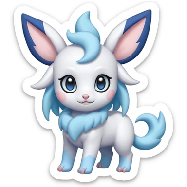 Snowy frosty minty icy fluffy cute adorable innocent kawaii Absol-Sylveon-Dewott-fusion sticker