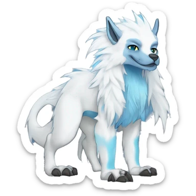 Cute Protogen-vernid-sergal-wickerbeast-fantasy-animal-fursona griffsnuff & LiLaiRa & Falvie full body white and light blue fur with white outline sticker