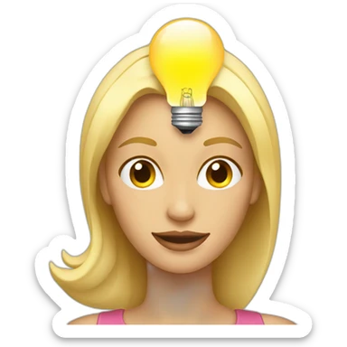 blonde woman with a lightbulb above her head sticker