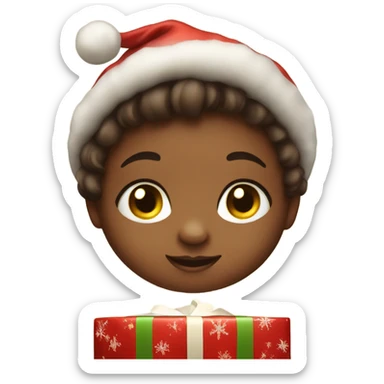 Baby in a Christmas gift sticker