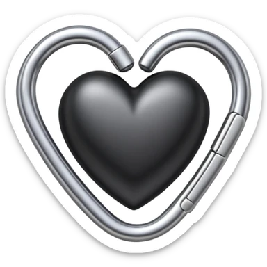 one silver paper clip with a black heart in the middle sticker