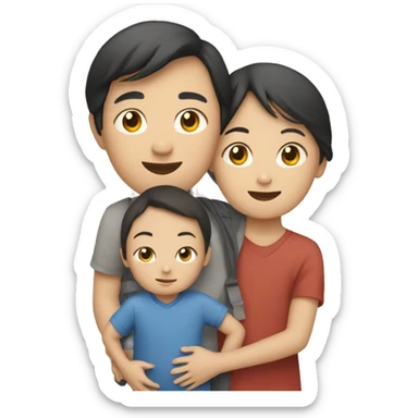 asian girl and boy carrying a child sticker