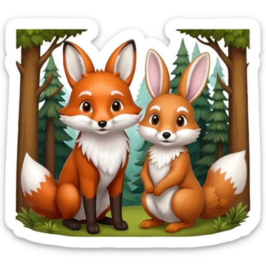 fox and rabbit sticker