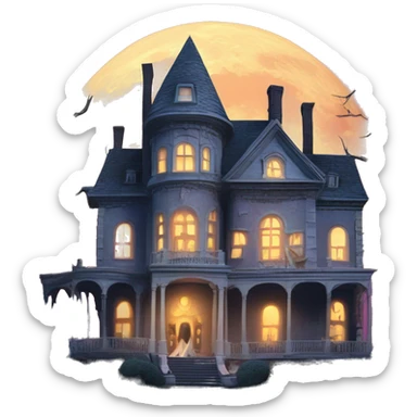 Barbie’s very old run-down frightening dangerous ghost-ridden haunted dream mansion nightmare scenario full harvest moon  sticker