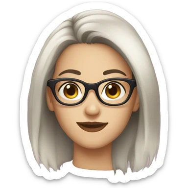 caucasian female, black hair with glasses sticker